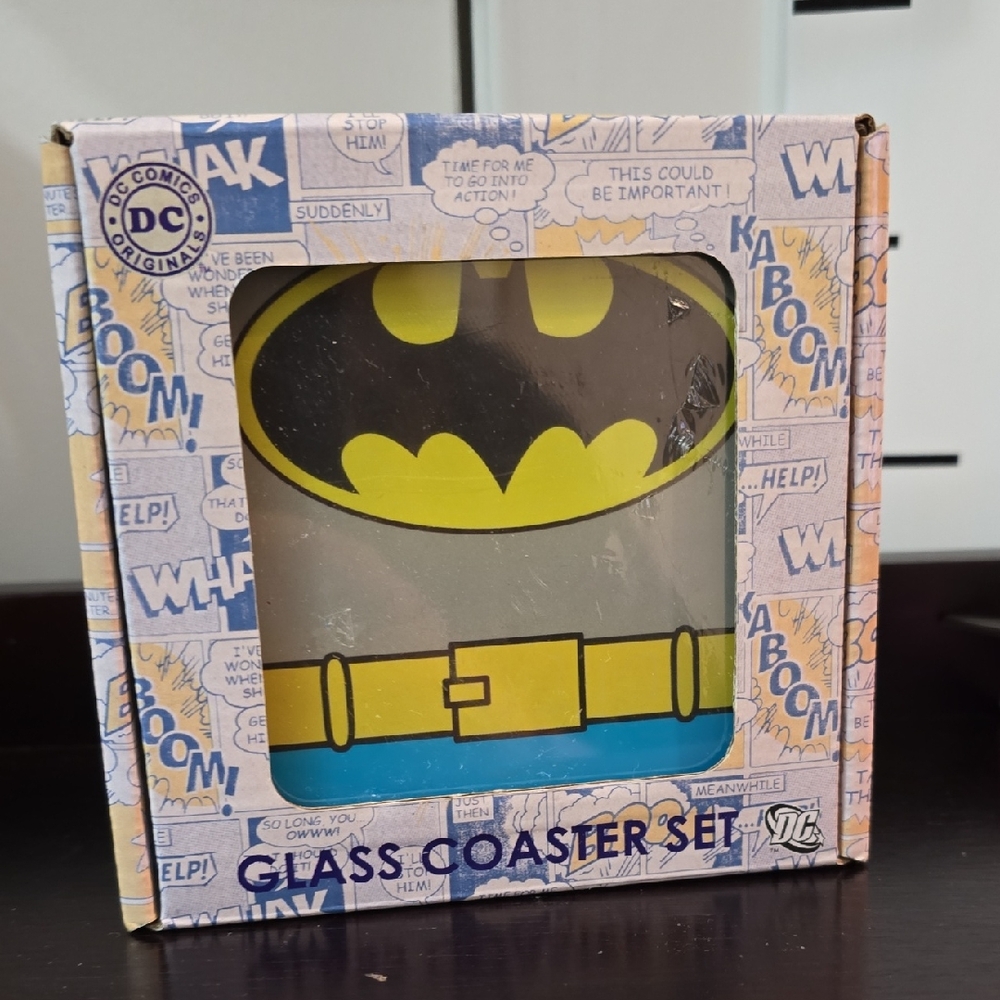 DC Comics Batman Logo Glass Coaster Set - 4pc.
